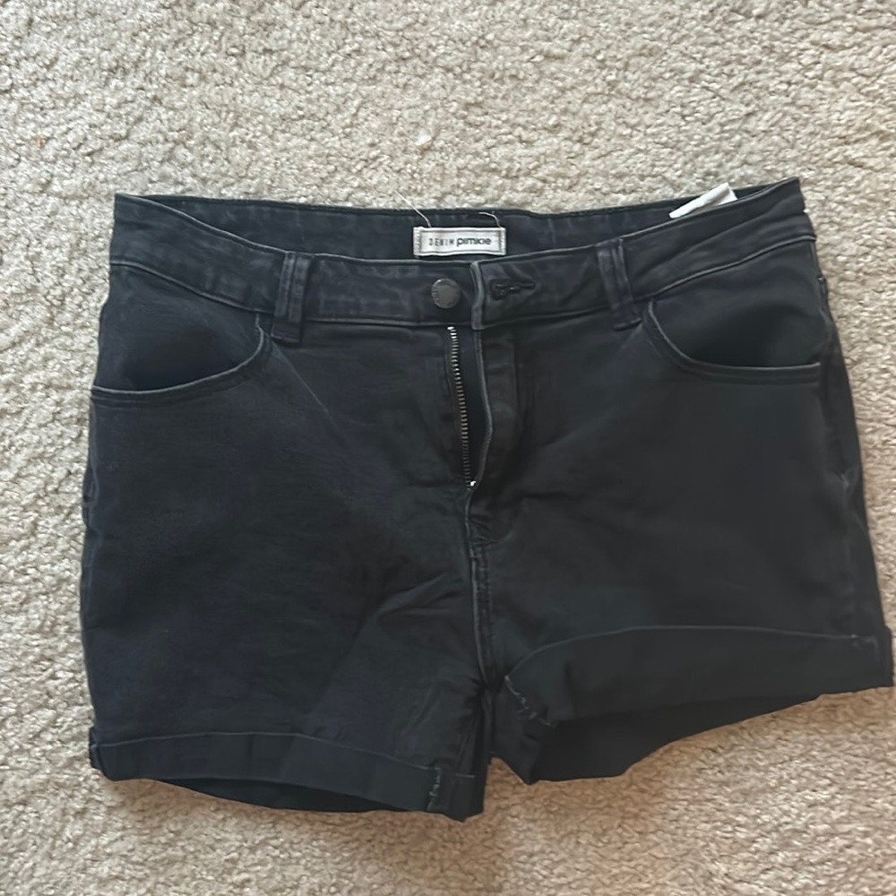 Black Denim Shorts. Slightly Worn. Extremely Comfortable and Stretchy.